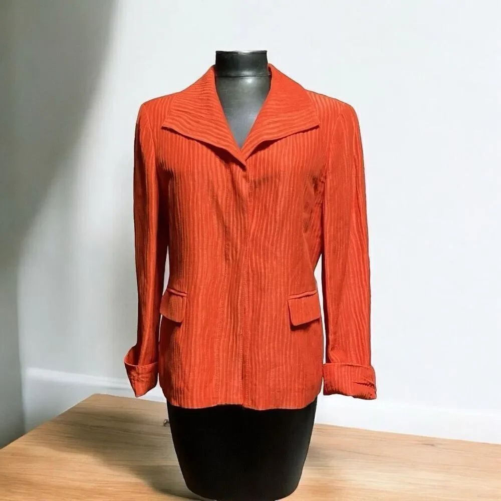 ✨Jones New York Collection Red Linen/Silk Orange Sz 12 Blazer✨